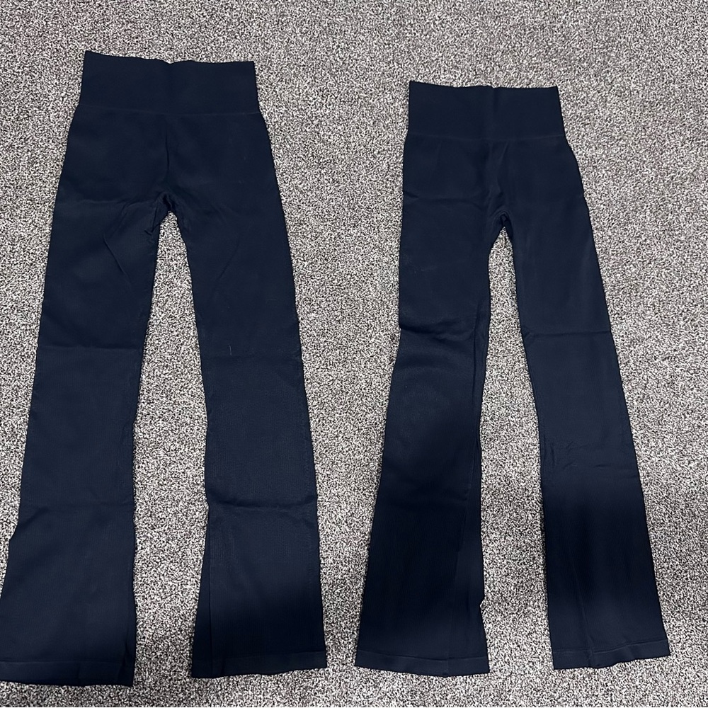 Bundle of 2 Ribbed Yoga Pants – Black – XS